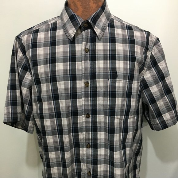 Carhartt L Blue Gray White Plaid Shirt - Picture 2 of 4